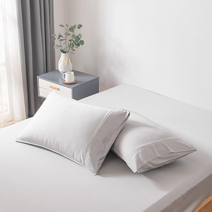 Bella Coterie | Luxury Bamboo Viscose King Size Pillowcase Set | 100% Organically Grown | Ultra Soft | Cooling | 2 Pcs [Grey Mist]