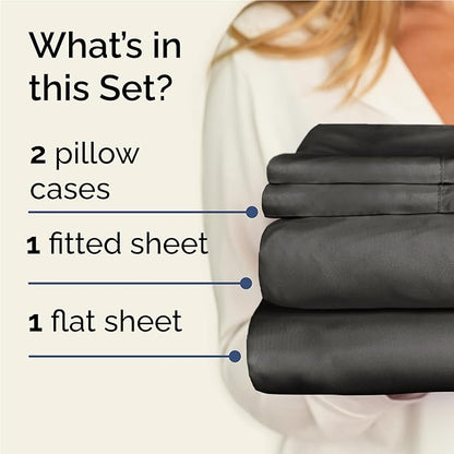 Twin XL 4 Piece Sheet Set - Comfy Breathable & Cooling - Ultra-Soft Hotel Luxury Bedding Set w/ 8-16 Inch Deep Pockets - 1 Flat & 1 Fitted Sheet & 2 Pillowcases - Wrinkle Free & Easy Care - Charcoal