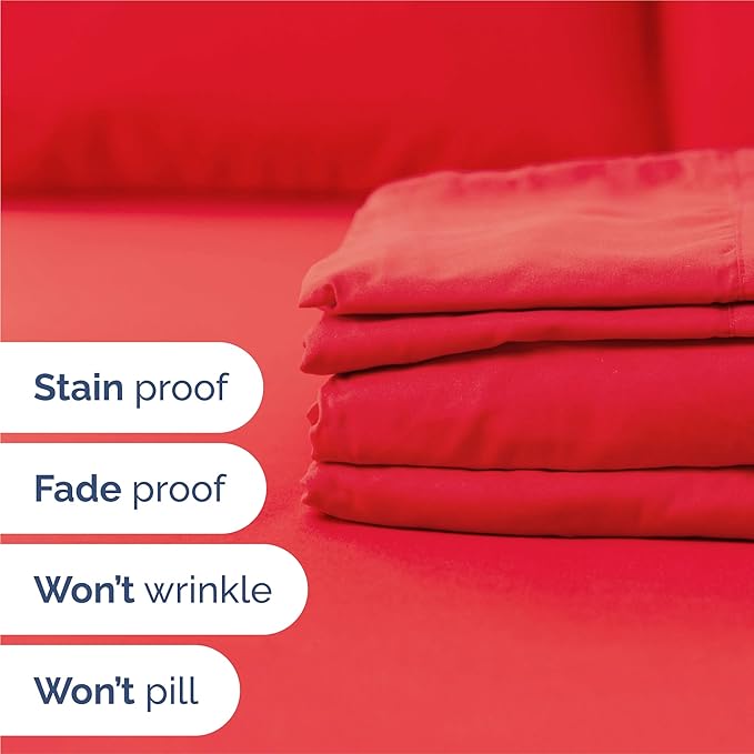 King 6 Piece Sheet Set - Comfy Breathable & Cooling - Ultra Soft Hotel Luxury Bedding Set with 8-16 Inch Deep Pockets - 1 Flat & 1 Fitted Sheet & 4 Pillowcases - Cozy, Wrinkle Free & Easy Care - Red