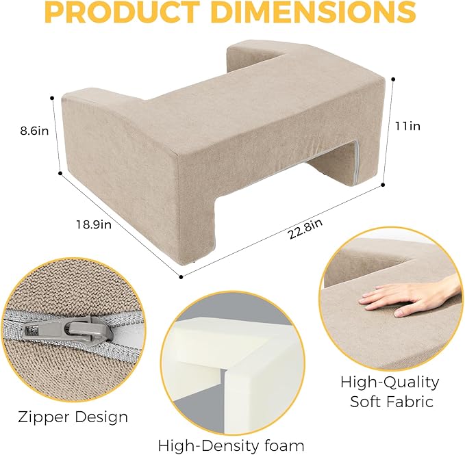 Reading Pillow for Gaming Lap Desk Pillow for Laptop Memory Foam Bed Desk for Reading Working Crocheting Gaming Arm Rest on Bed/Sofa/Floor/Couch/Car (Beige)