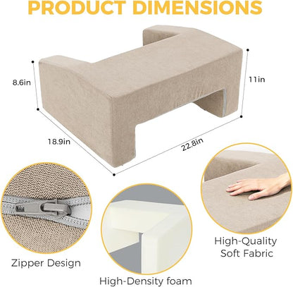 Reading Pillow for Gaming Lap Desk Pillow for Laptop Memory Foam Bed Desk for Reading Working Crocheting Gaming Arm Rest on Bed/Sofa/Floor/Couch/Car (Beige)