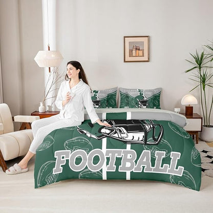 Feelyou Football Comforter Set King Size 7 Pieces Ball Games Bedding Set for Kids Boys Girls Rugby Bed in a BagFootball Bedroom Decor Rugby Sports