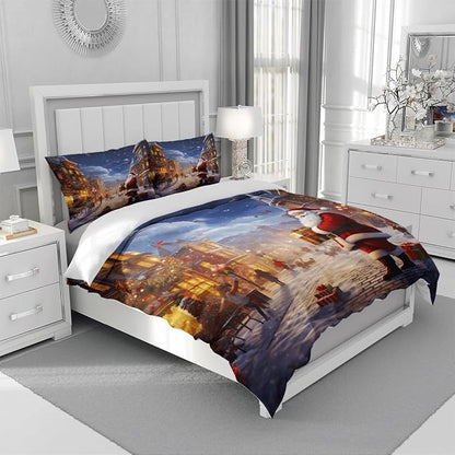 Christmas Duvet Cover Bedding Sets King Size for Kids Girls Teens, Christmas Petal Country Bedding Décor, 1 Duvet Cover and 2 Pillow Shams - 104x90 inches
