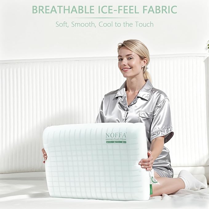 Premium Standard Pillow, Extra Soft Ice-Feel Breathable Cooling Pillow with Ventilated Sponge-Fill Support, Memory Foam Pillows-Style Bed Pillow for Hot Sleepers