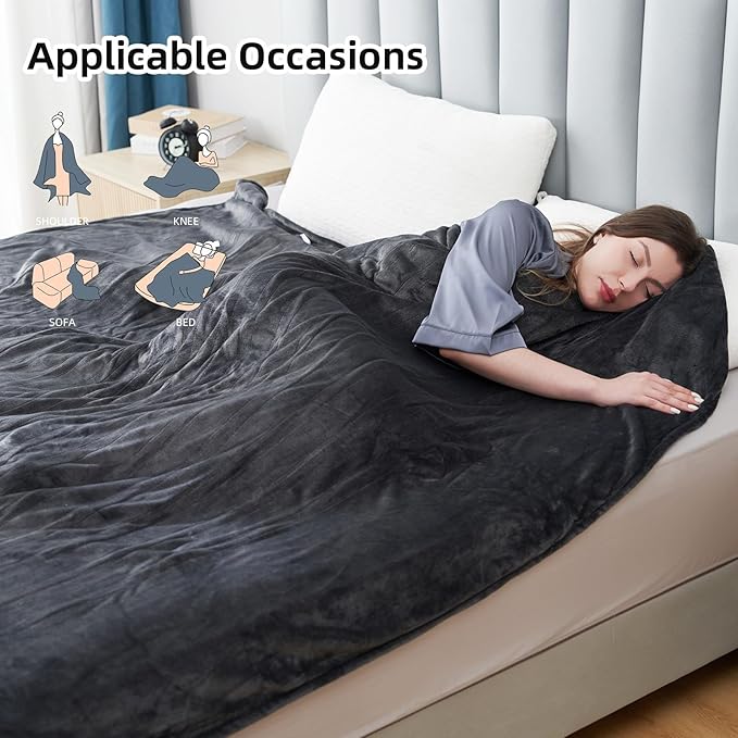 Electric Heated Blanket Twin Size 62”x84”,Soft Warmth Cozy with 5 Heating Settings 10 Hours Auto-Off, One Touch Operation, Machine Washable, Dark Gray