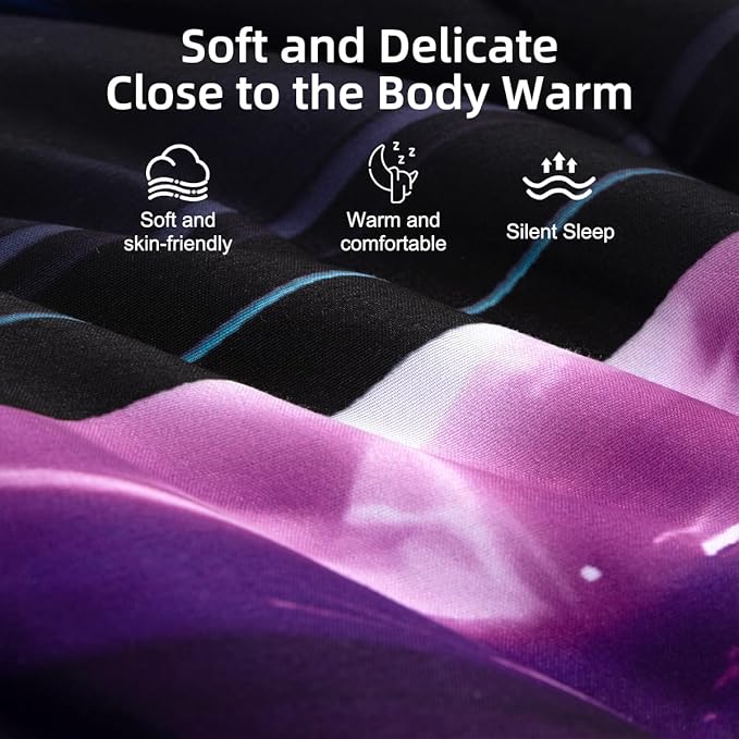 Holawakaka Kids Zipper Bedding Gaming Comforter Set, Boys Girls Twin Size Galaxy Gamer Print Zippered Bed Sets, Child Cartoon Dorm Zip Bed-in-A-Bag