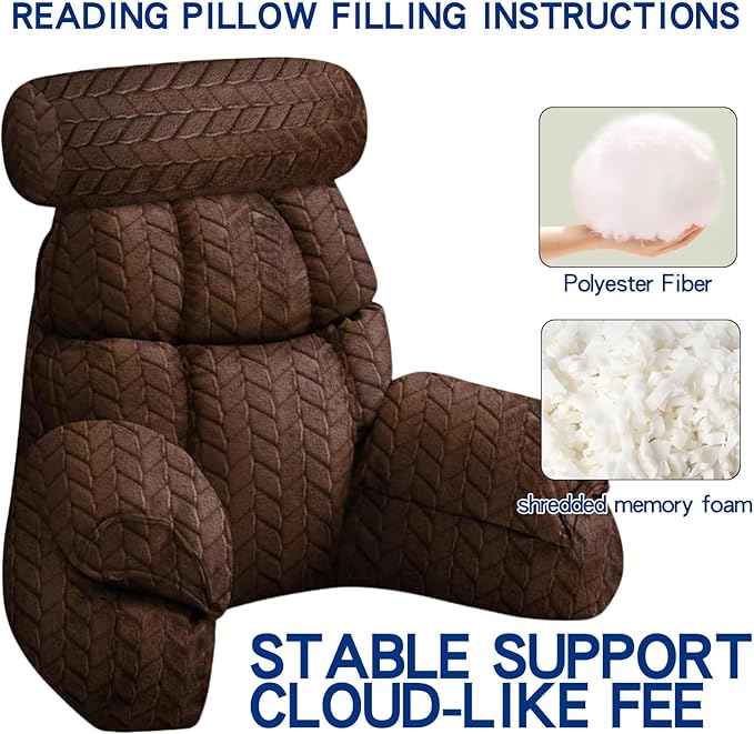 FXXUDVNIIN Back Pillow for Bed Sitting Up: Reading Pillow with 9.4" Height Armrest-Bed Pillow for Sitting up & TV Pillows for, Play Games, Working & Relaxing, Comfort Support for TV/Reading
