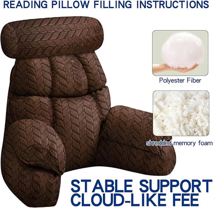 FXXUDVNIIN Back Pillow for Bed Sitting Up: Reading Pillow with 9.4" Height Armrest-Bed Pillow for Sitting up & TV Pillows for, Play Games, Working & Relaxing, Comfort Support for TV/Reading