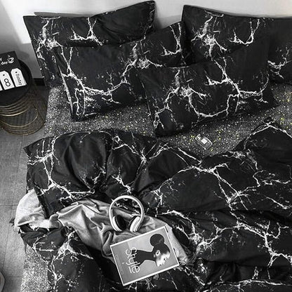 Wellboo Black Marble Comforter Set Queen White Texture Bedding Women Men Black and White Marble Quilts Cotton Adults Modern Black Abstract Streaks Bed Organic Luxury Gothic Chic Blanket