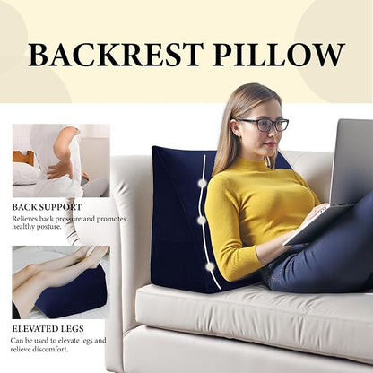 Wedge Pillow Headboard Reading Pillow Triangular Backrest Support Pillow for Sitting in Bed Positioning Support Pillow for Sofa Daybed Removable Cover