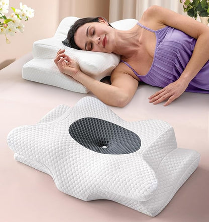 Dream Without Pain Cervical Neck Pillow for Sleeping, Ergonomic Side Sleeper Pillows for Adults, Cooling Orthopedic Pillow for Neck Relief Support, Memory Foam Pillows Back Stomach Sleepers