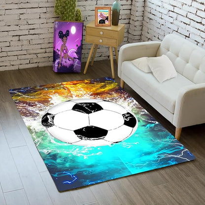 Football & Soccer Rugs for Boys Bedroom - Sports Rugs for Boys Bedroom Living Room Playroom Sports Carpet for Kids Soccer Room Decor Sofa Floor Mats, 2x3 Feet