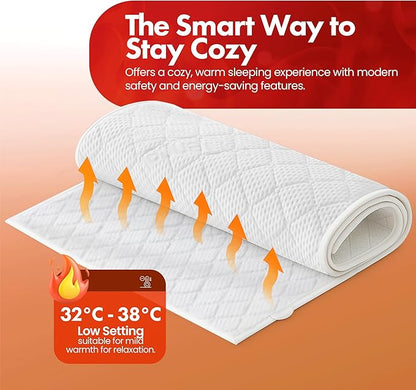 GML Premium Tencel Triple-Layer Heated Mattress Pad, Machine Washable, 15-Hour Auto Shut-Off, 5 Heat Settings, Timer, Smart Controller, Electric Mattress Pad & Bed Warmer - Twin Size, 71x35