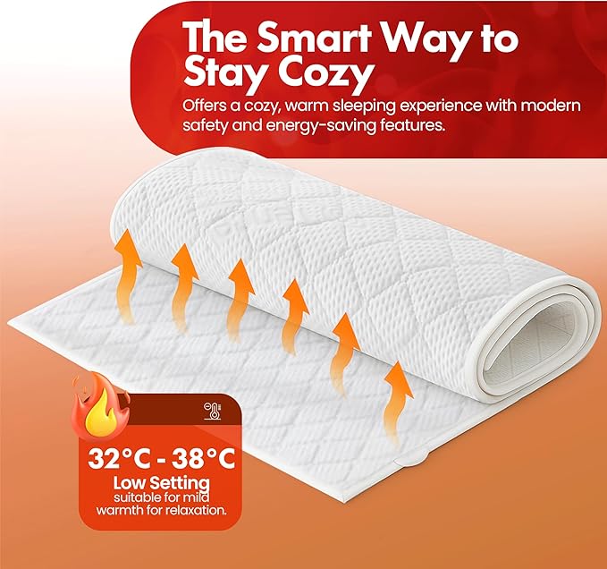 GML Premium Tencel Triple-Layer Heated Mattress Pad, Machine Washable, 15-Hour Auto Shut-Off, 5 Heat Settings, Timer, Smart Controller, Electric Mattress Pad & Bed Warmer - Queen Size, 71x55