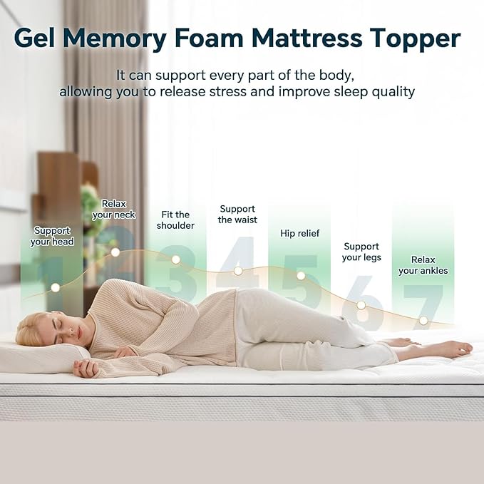 Firm Memory Foam Mattress Topper Twin Size - Dual Layer 3 Inch Cooling Gel Memory Pad and 1 Inch Pillow Top Mattress Cover for Back Pain - 39" x 75" x 4"