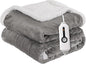 Electric Heated Blanket Throw Size 50"x60" - Dual-Sided with Microplush & Sherpa Fabric, 4 Heat Settings & 3 Hours Auto Off, Machine Washable - Light Gray