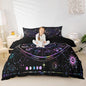 Sun and Moon Duvet Cover Set Queen Size,Starry Galaxy Zodiac Constellation Bedding Set 3Pcs for Kids Boys Girls Room Decor,Neon Blue Purple Comforter Cover Hippie Boho Quilt Cover,2 Pillowcases