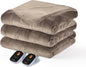 Bearhug Velvet Electric Blanket King Size 100" x 90" Taupe Double Sided 10 Heating Levels & 0.5-12H Auto Off Over-Heat Protect ETL Certified,Machine Washable,Dual Controller
