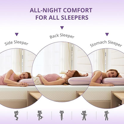 Cooling Pillow for Sleeping, Gel Memory Foam Pillow with Reversible Cover, Neck Support for Side, Back and Stomach Sleepers, Removable & Machine Washable Cover, Bed Pillows for Hot Sleepers, Purple
