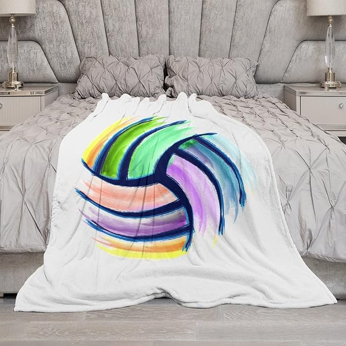 Volleyball Blanket, Volleyball Gifts for Teen Girls, Girls Sport Blankets Gift for College Team Players, White Soft Plush Kids Throw for Couch Sofa, 30"x40"
