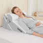 Sasttie Wedge Pillow Set for After Surgery, 2PCS Adjustable Bed Wedge Pillow Headboard with Memory Foam Neck Cushion – for Acid Reflux, Sleeping, Neck & Back Support, Light Grey & White