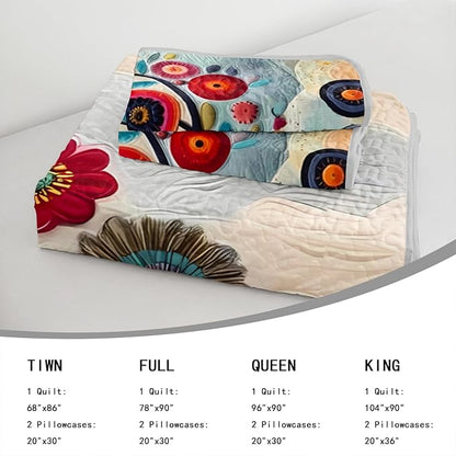 AILONEN Tree of Life Quilt Set Twin Size,Colorful Botanical Floral Bedspread Coverlet for Boys Girls,Nature Tree of Life Abstract Painting Quilt & 2 Pillowcases,3-Piece