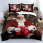 Merry Christmas Duvet Cover Set, Santa Claus Bedding Set King Size for Boys Adults Xmas Bedroom Decor Duvet Cover Set Sets, Red