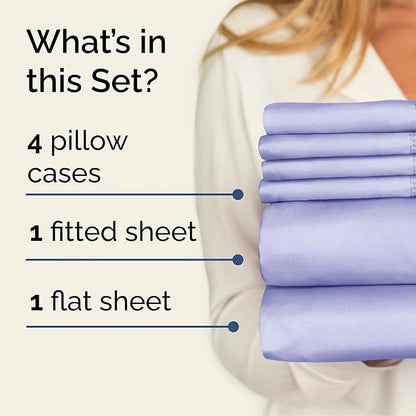 King 6 Piece Sheet Set - Comfy Breathable & Cooling - Ultra Soft Hotel Luxury Bedding Set w/ 8-16 Inch Deep Pockets - 1 Flat & 1 Fitted Sheet & 4 Pillowcases - Wrinkle Free and Easy Care - Lavender