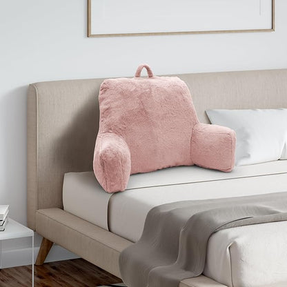 Reading Pillow Large Bed Pillow,Backrest Pillow with Arms, Back Support for Sitting Up in Bed, Couch for Lounging Bedrest,Pink