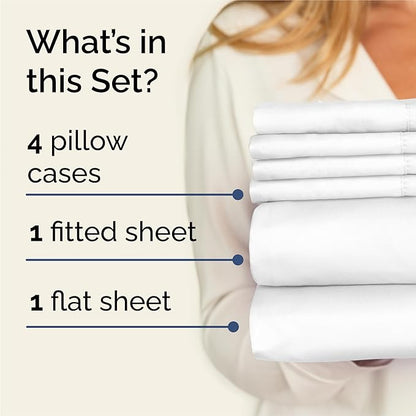King 6 Piece Sheet Set - Comfy Breathable & Cooling - Ultra Soft Hotel Luxury Bedding Set with 8-16 Inch Deep Pockets - 1 Flat & 1 Fitted Sheet & 4 Pillowcases - Cozy, Wrinkle Free & Easy Care - White
