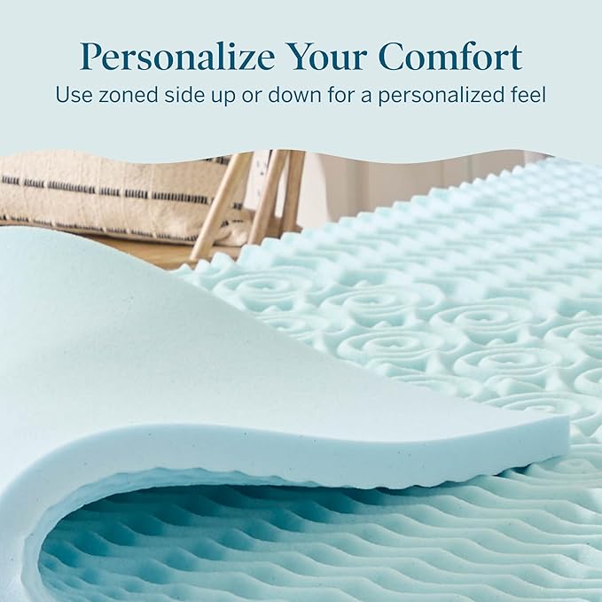 LUCID 2 Inch Zoned Gel Memory Foam Mattress Topper, Full