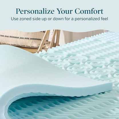 LUCID 2 Inch Zoned Gel Memory Foam Mattress Topper, Full