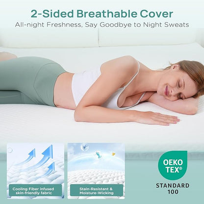 2 Inch Memory Foam Mattress Topper Queen Size, Soft Mattress Topper for Back Pain Relief, Orthopedic Bed Topper with 2-Sided Breathable Cover, Ergonomic 5-Zone Design, CertiPUR-US Certified