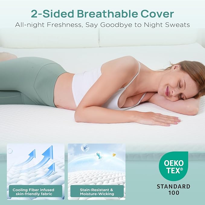 3 Inch Firm Mattress Topper Full XL Size, Memory Foam Bed Topper with Soft & Firm Options for Back Pain Relief, Mattress Topper with 2-Sided Cover, Ergonomic 5-Zone Design, CertiPUR Certified