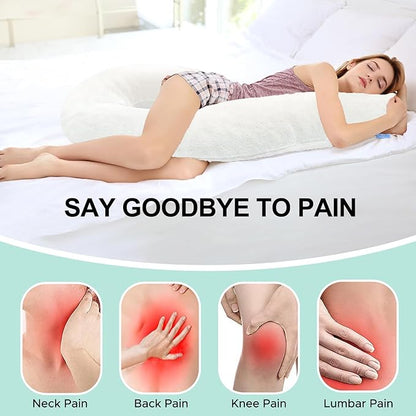 Body Pillow for Adults - Soft Long Bed Pillows Insert for Sleeping - Shredded Memory Foam and Removable Washable Cover - Swan Shaped Pregnancy Side Sleeper Pillow 49 Inch (Off White)