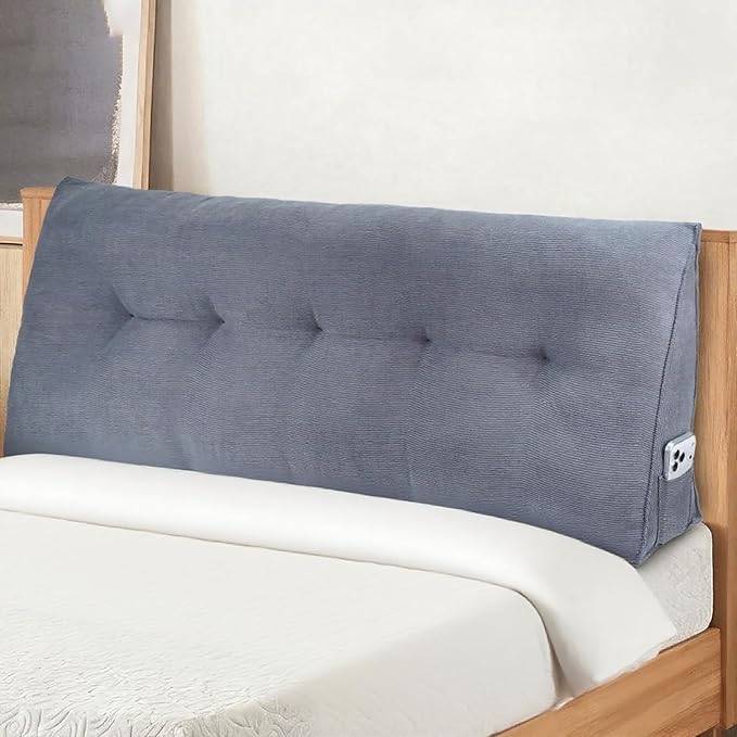 Headboard Pillow King Bed Wedge Pillow for Dorm, Daybed, Back Support, Sitting Up, Reading, Relaxing, Dark Grey