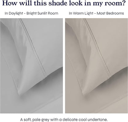 California Design Den 2-Pack King Sheet Set 400 Thread Count 100% Cotton Sateen - Soft and Breathable Sheets, 2 Sets of Deep Pocket King Sheet Set Cotton - Light Grey