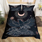 Castle Fairy Flying Bird and Moon Comforter Covet,Golden Stars Cloud Duvet Cover for Girls Teens Bedroom,Raven Night Sky Comforter Cover Decorative with 2 Pillowcases, Full 80''x90''