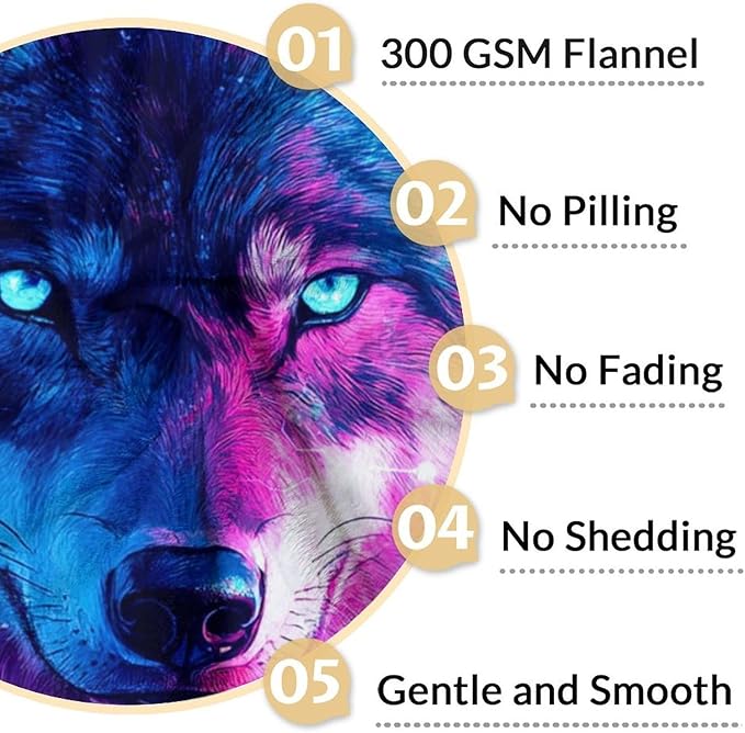 Wolf Blanket for Kids - 30 x 40 Inches Lap Size Soft Fuzzy Plush Animal Gifts for Boys - Wolf Throw Blankets Stuff Decor for Sofa, Chair