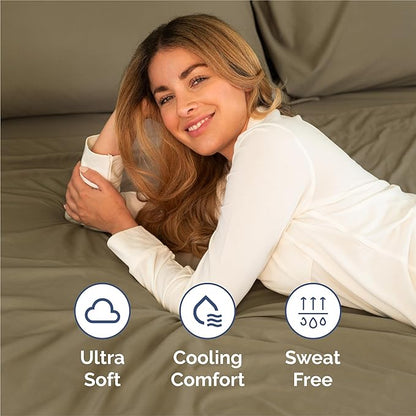 King Sheets Set 6 Piece - Includes 4 Pillowcases - Bed Sheets King Size - Soft Hotel Luxury Bedding - Cooling, Comfy, Fade Free & Breathable - 1 Flat & 1 Fitted & 4 Pillowcases w/ Deep Pockets - Khaki