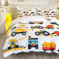 CVHOUSE Excavators Tractor Bedding Set Twin Size,Construction Trucks Duvet Cover for Boy,Machinery Tractor Construction Site Cars Comforter Cover,1 Quilt Cover 2 Pillowcases 3 Piece