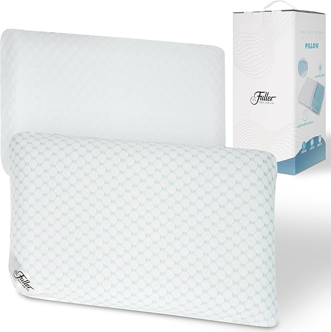 Fuller Cooling Memory Foam Pillow – Orthopedic Cervical Pillow for Neck Pain, Headache & Snoring Relief – Soft Washable Cover, Breathable Fabric, Ergonomic Design for Side & Back Sleepers