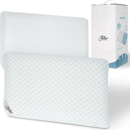 Fuller Cooling Memory Foam Pillow – Orthopedic Cervical Pillow for Neck Pain, Headache & Snoring Relief – Soft Washable Cover, Breathable Fabric, Ergonomic Design for Side & Back Sleepers