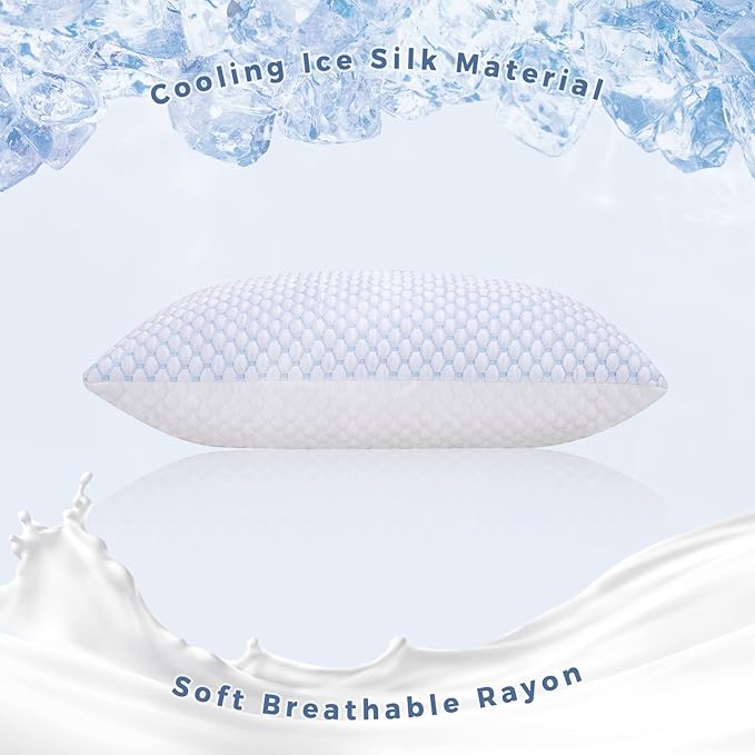 OSBED Adjustable Cooling Shredded Memory Foam Pillows King Size Set of 4 - Temperature-Regulating for Hot Sleepers with Dual Airflow Ventilation(CertiPUR-US & Hypoallergenic & Machine Washable)