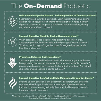 Organic Saccharomyces Boulardii - 10 Billion CFU - Clinically Validated CNCM I-1079 Probiotic Strain - Gut, Digestion & Healthy Bowel Support - First Organic Form of S. Boulardii Probiotic - 60 Count