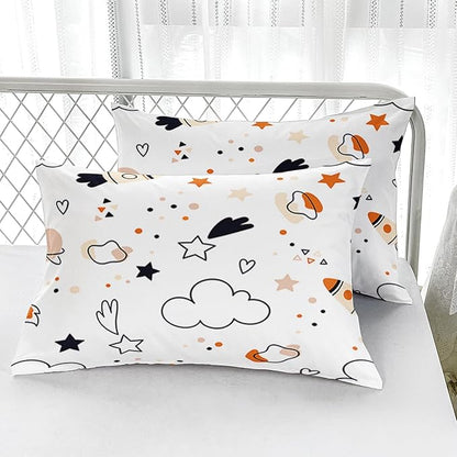 Space Comforter Set Full Size for Kids Teens and Adults Cartoon Rockets and Clouds Printed Quilt Set for Bedroom 100% Soft Microfiber All Season Print Quilt Set with 1 Comforter and 2 PillowCases