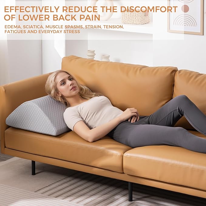 Knee Wedge Pillow 6.9'' for Post-Surgery Recovery-Leg Elevation Support for Sleep Position, Alleviating Lower Back & Hip Pain Enhancing Circulation in Ankles Legs Triangle Pillow with Removable Cover