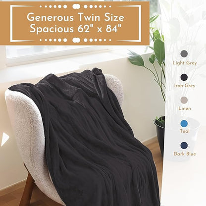 Electric Heated Blanket 62"x84" Twin Size Microplush Cover Blanket, 5 Heat Settings & 10 Hours Auto Off, Cozy & Warm for All Night, Machine Washable, Iron Grey