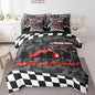Feelyou Red Racing Car 7 Piece Bedding Set King Size Kids Boys Cartoon Race Car Comforter Set with Sheets for Teens Toddler Extreme Sports Bed in a Bag Camouflage Bed Set