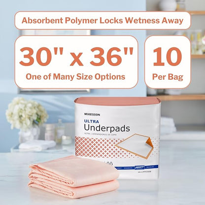 McKesson Underpads Disposable Bed Pads 30" x 36" [300 Count], Heavy Absorbency, Ultra Incontinence Chux Pads for Adults, Elderly, and Baby, Pee Pads